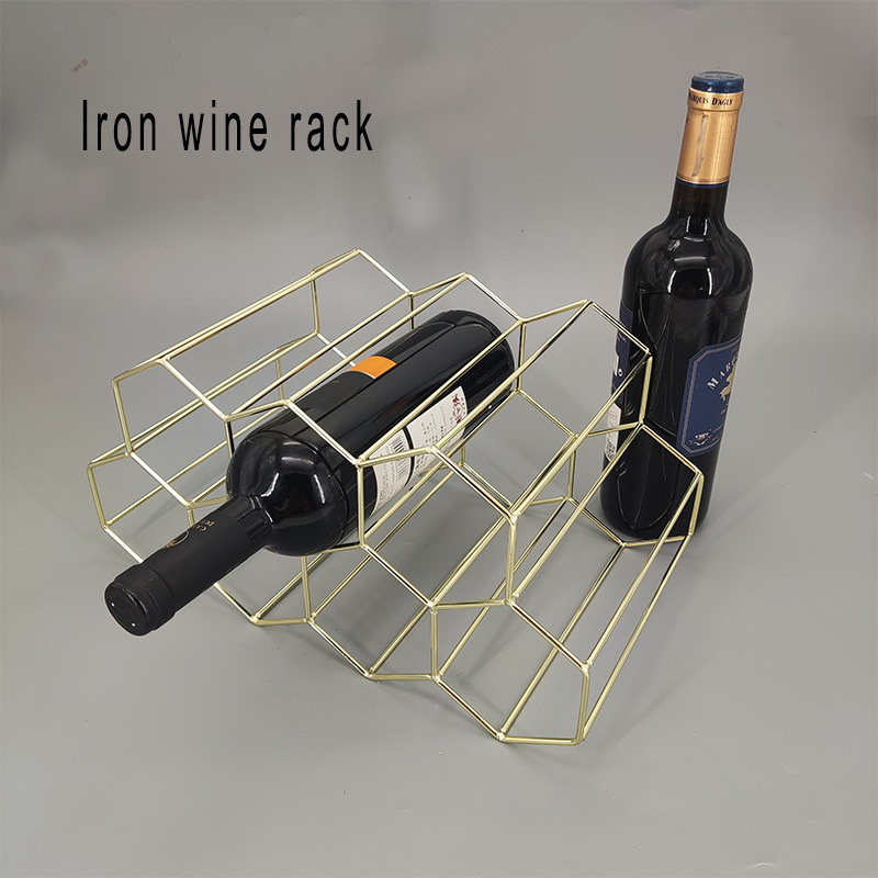 Креативный железный стеллаж для вина, домашнее украшение стеллажа для вина, легкий люксовый стеллаж на семь бутылок, имитация золотого стеллажа для вина, стиль легкого люкса