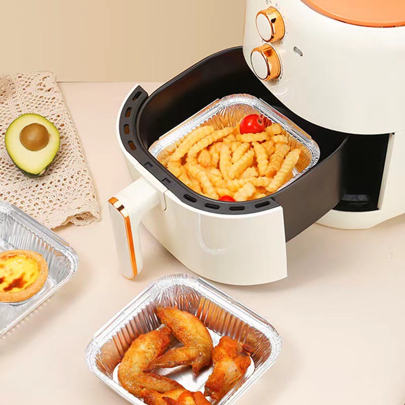 Tin paper plate air fryer special tin paper bowl round square aluminum foil plate thickened barbecue plate high temperature resistant tin paper box