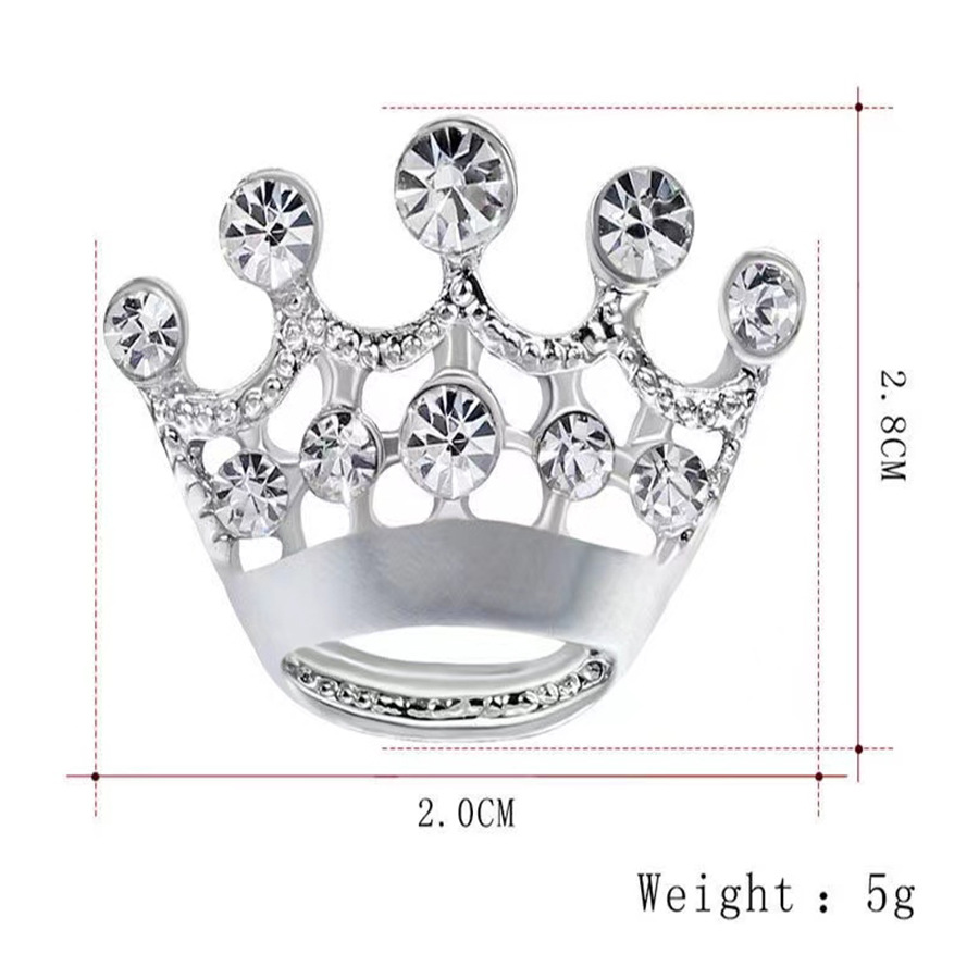 European and American cross-border fashion personalized accessories rhinestone crown brooch hollow retro creative pin suit fashion Men