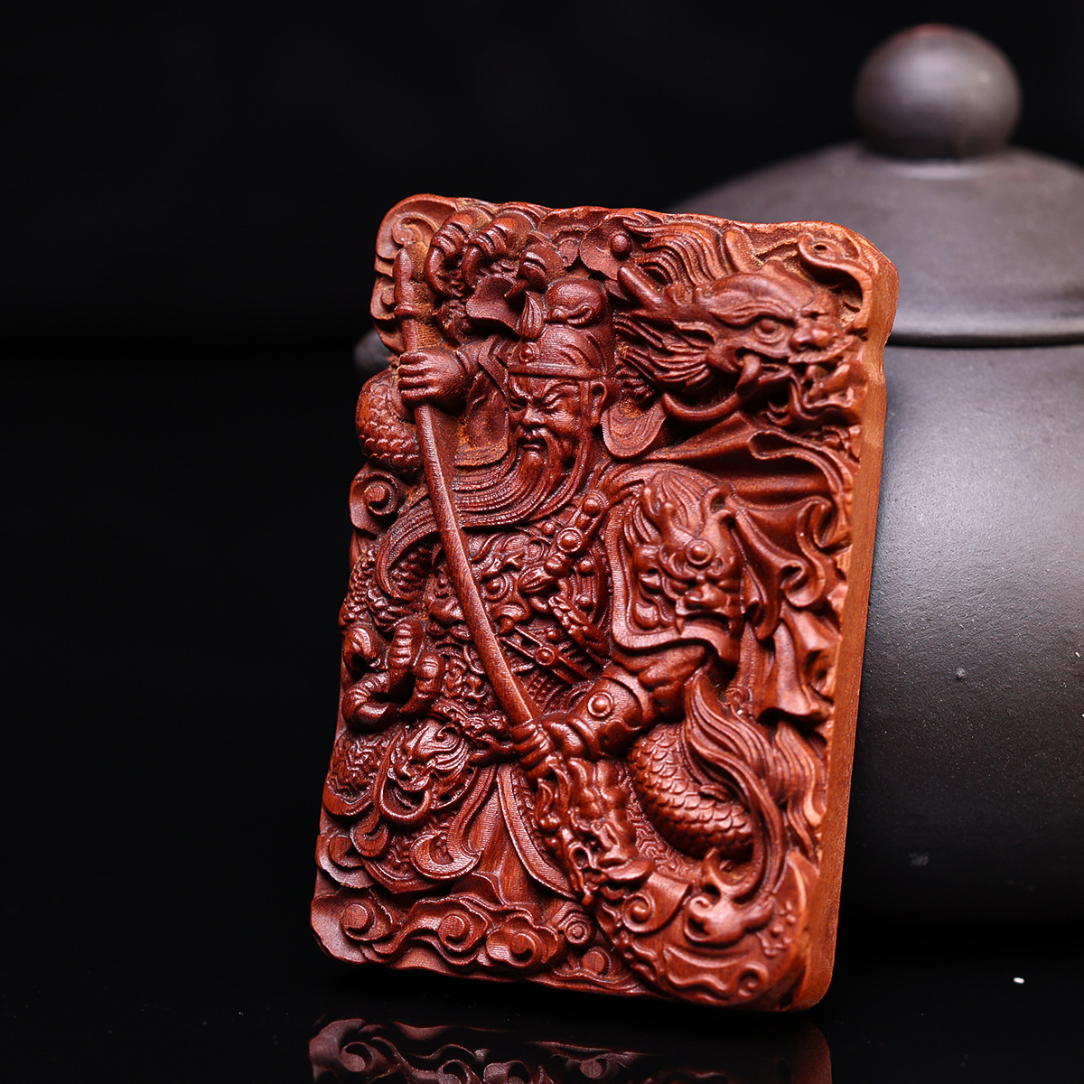 Jujube Wood Plaque Carving Car Hanging Sandalwood Dragon Carving Pendant Toy Hanging Chain Pendant Guan Gong