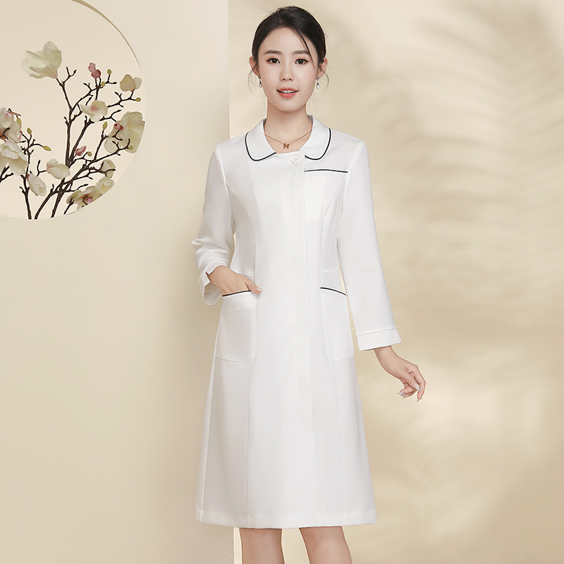 Xiangchunniao Medical Beauty Front Desk Reception White Nurse Uniform Dress Women's Spring and Autumn Beauty Salon Oral Pharmacy Work Clothes