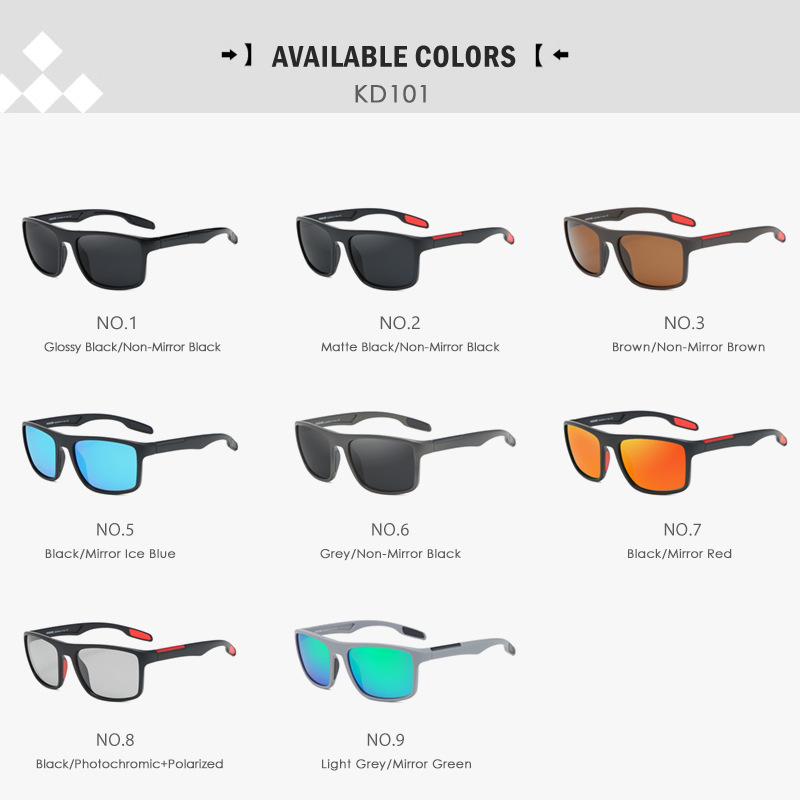 KDEAM outdoor polarized sunglasses square all-match sunglasses for men and women driving fishing glasses TAC1.1 KD101