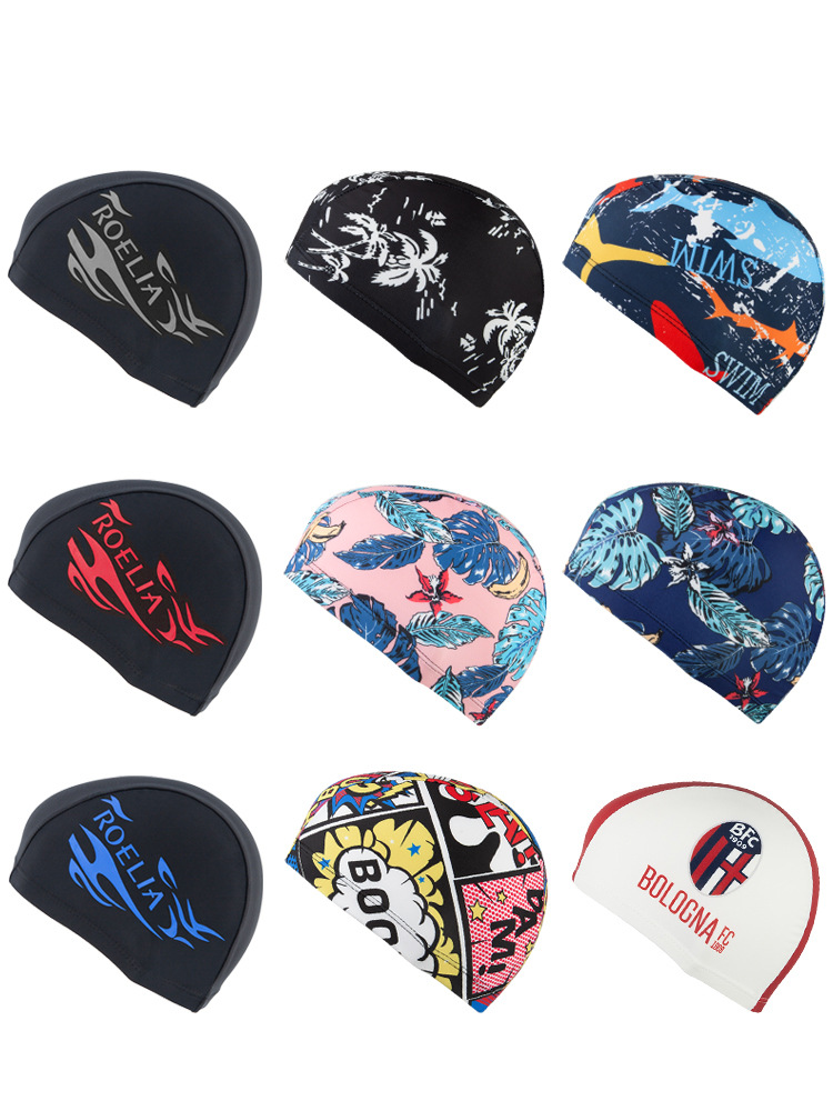 Swimming cap adult cloth cap swimming cap polyester nylon four needle six thread unisex large swimming belt paper card wholesale