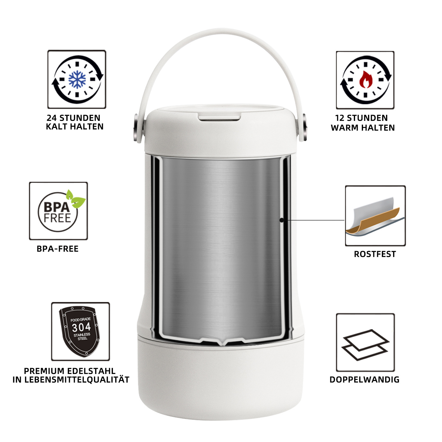 Ideus Brand Wholesale 304 Stainless Steel Large-Capacity Stew Pot Vacuum Insulated Lunch Box Portable Special Stew Cup