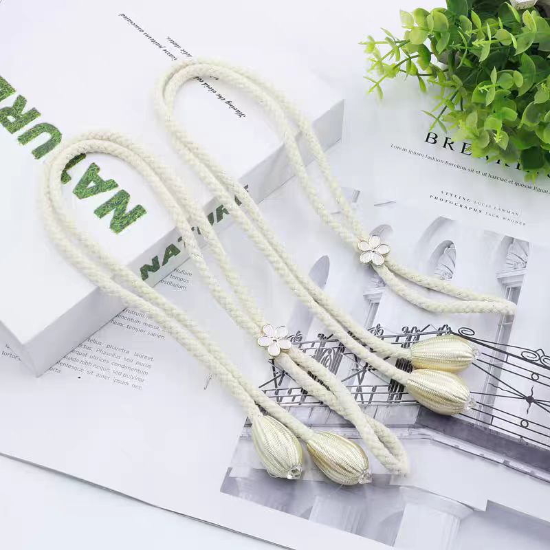 Adjustable Curtain Tie with Beef Tendon Cotton Rope Tie Ornaments Lanyard Gauze Curtain Belt Storage Buckle Fixing Binding Accessories Accessories