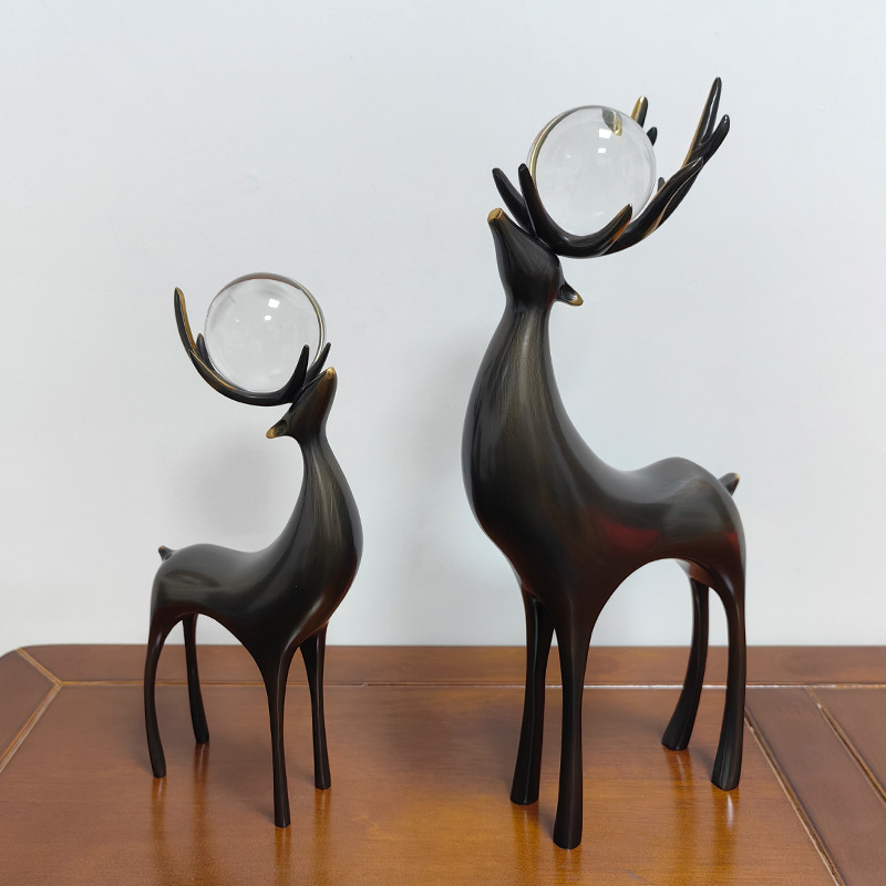 European Metal Copper Deer Home Furnishings Accessible Luxury Modern Hotel Club House Wine Cabinet Living Room Entrance Decorations