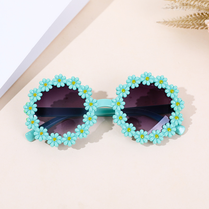 Girls Sunflower Round Flower Cute Fashion Sunshade Glasses Children Daisy Sunglasses Children Shape Cross Border Wholesale