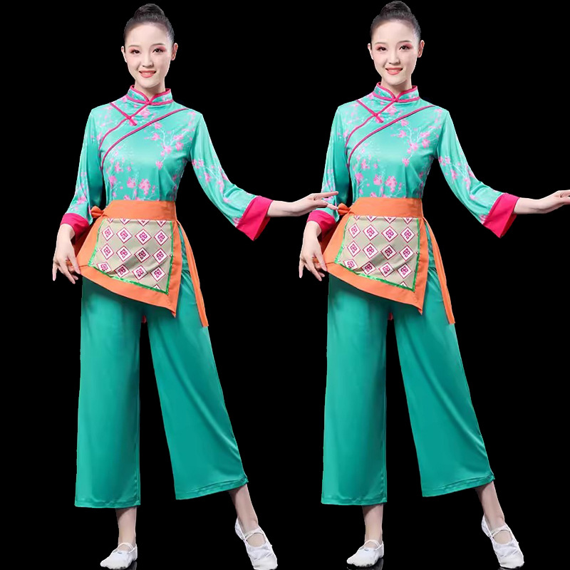 Elastic milk silk tea picking performance clothing Yangko Dance Square Dance Group Group Group building fitness sports competition