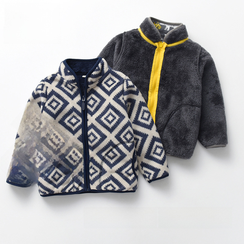 [Thick collection] children's fleece-lined polar fleece jacket printed fleece warm jacket for boys and girls wy1088