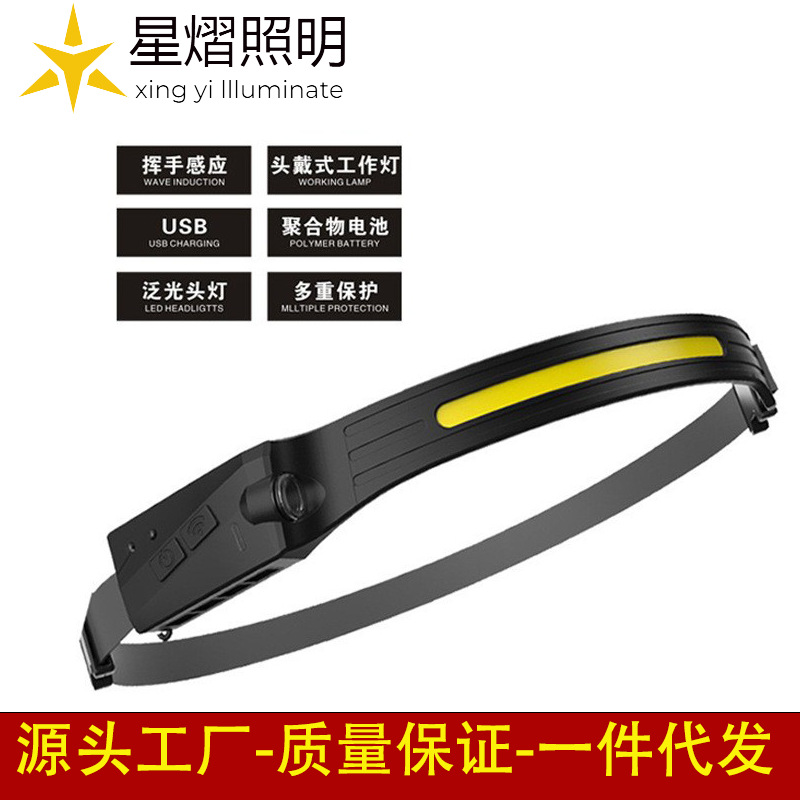 Патентованный производитель, кросс-бордерный легкий сенсорный налобный фонарь, для наружного велоспорта, ночной рыбалки, мощный, перезаряжаемый