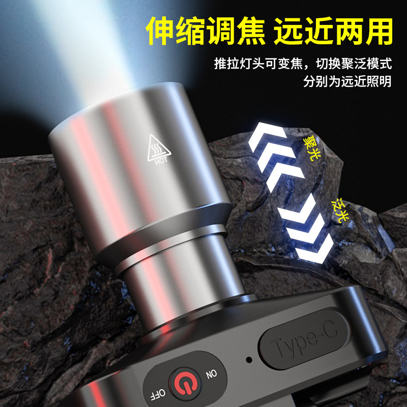 New Cross-border Outdoor Headlight White Laser Long-range Strong Light Lighting Headlight Long-range Telescopic Focus Long-range Light