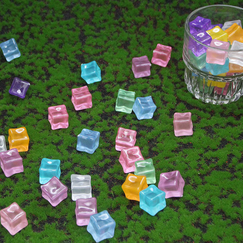 14-18mm Luminous Square Ice Cube Photo Props Luminous DIY Jewelry Accessories Colorful Fluorescent Christmas Luminous Stone