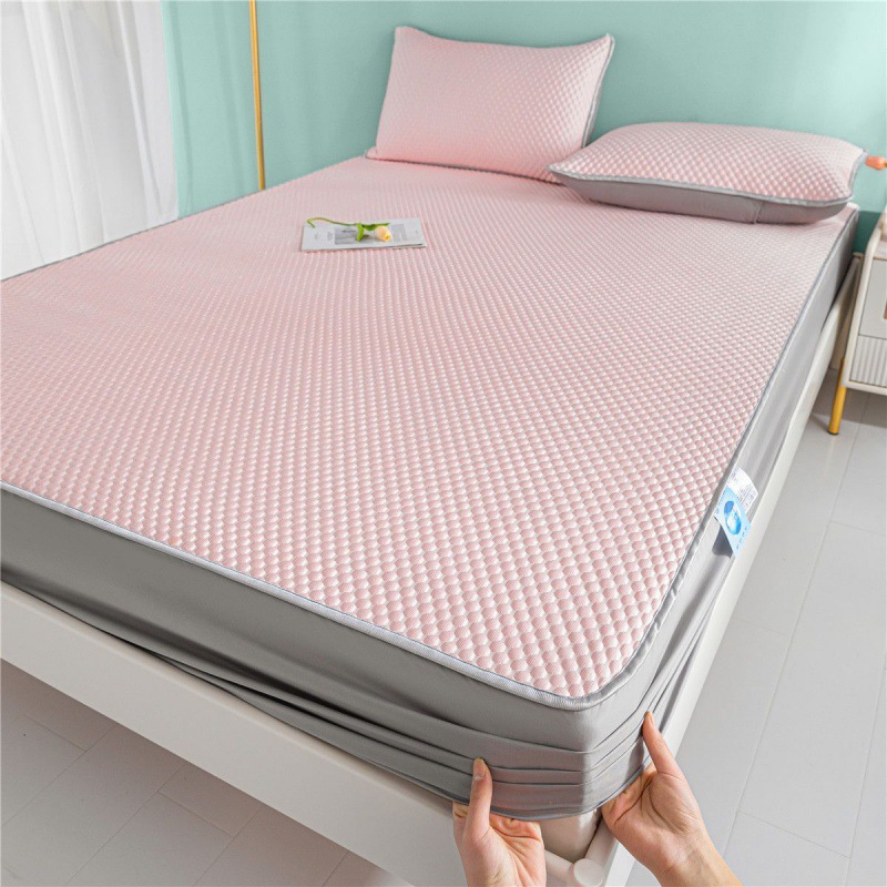 Class a Cool Bean Ice Silk Mat Bed Sheet Summer Ice Silk Mat Three-Piece Set Machine Washable Soft Foldableing Mat Bag