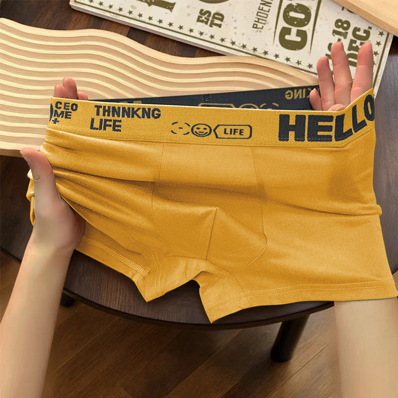 Men's underwear 75D widened belt milk silk plus size breathable mid-waist boxer underwear men's autumn and winter in stock wholesale