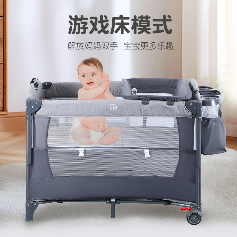 Lifting and Folding Crib Can Be Spliced with Large Bed, Multifunctional Bedside Bed, Newborn Baby Game Bedside Bed Wholesale