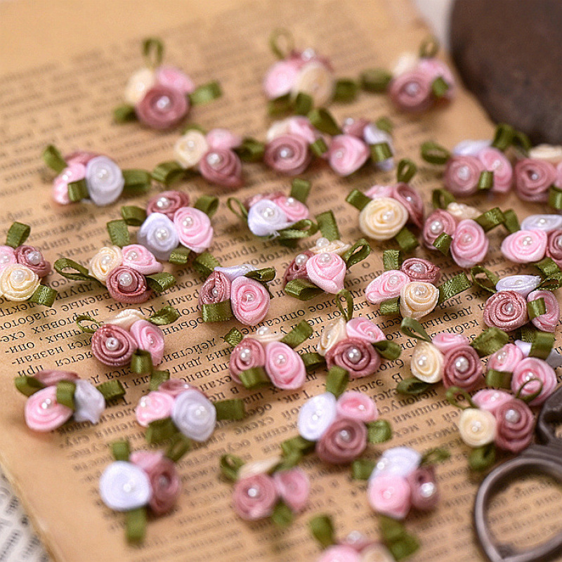 Лента стерео, ручная работа, трехцветные маленькие цветы, аксессуары для одежды, головные уборы, ручная аппликация времён династии Хань