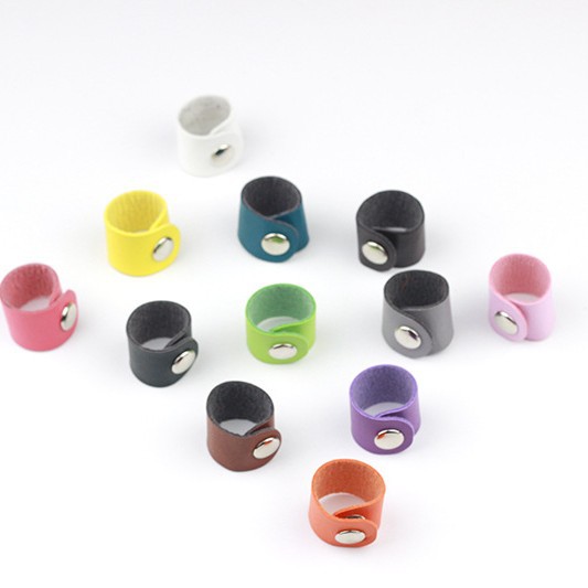 In-Stock Colorful Pu Small Square Scarf Leather Buckle Accessories Parts Silk Scarf Buckle Storage Data Cable DIY