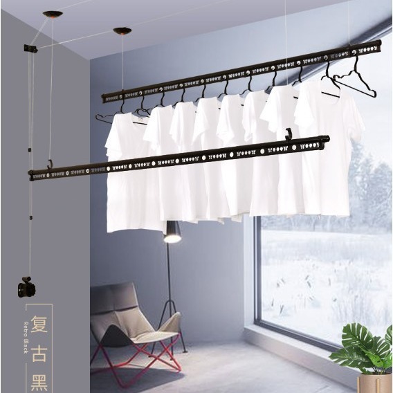 Balcony hand-cranked lifting drying rack double-rod indoor thickened drying rack single-rod double-rod multifunctional drying rack