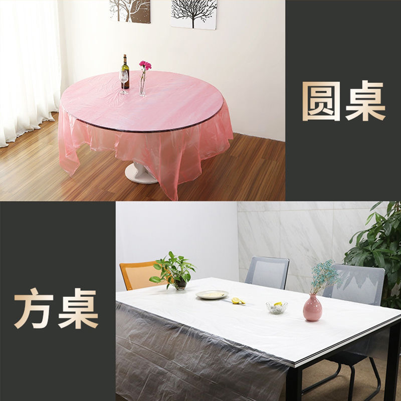 Disposable Tablecloth 10 Pieces Thickened Round Square Table Household Wedding Catering Restaurant Plastic Red Tablecloth Direct Supply