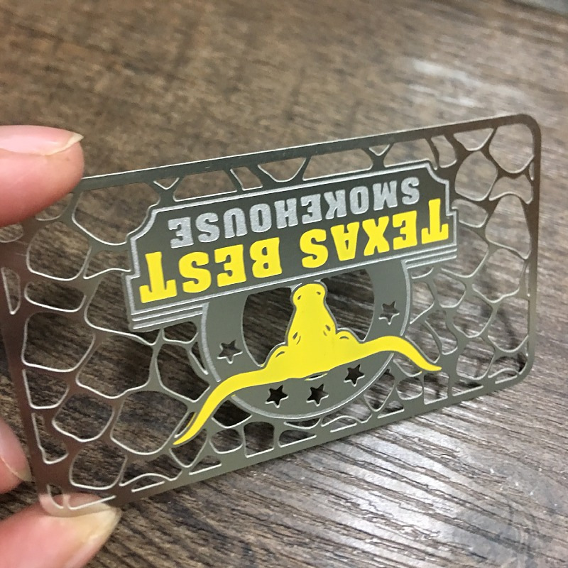 Processing and Customizing Classy Stainless Steel Membership Card Natural Color L Cut Out Brushed Vip Membership Card