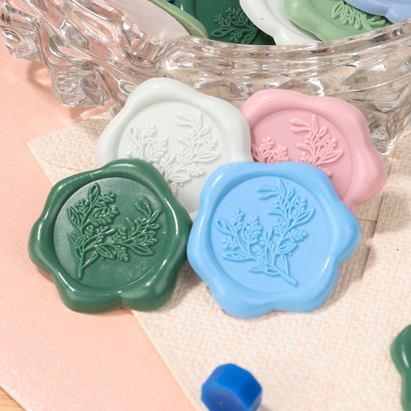 Cross-border Macaron Color Fire Paint Wax Label Seal Sticker Embossed Wax Seal Wedding Invitation Card Paint Seal