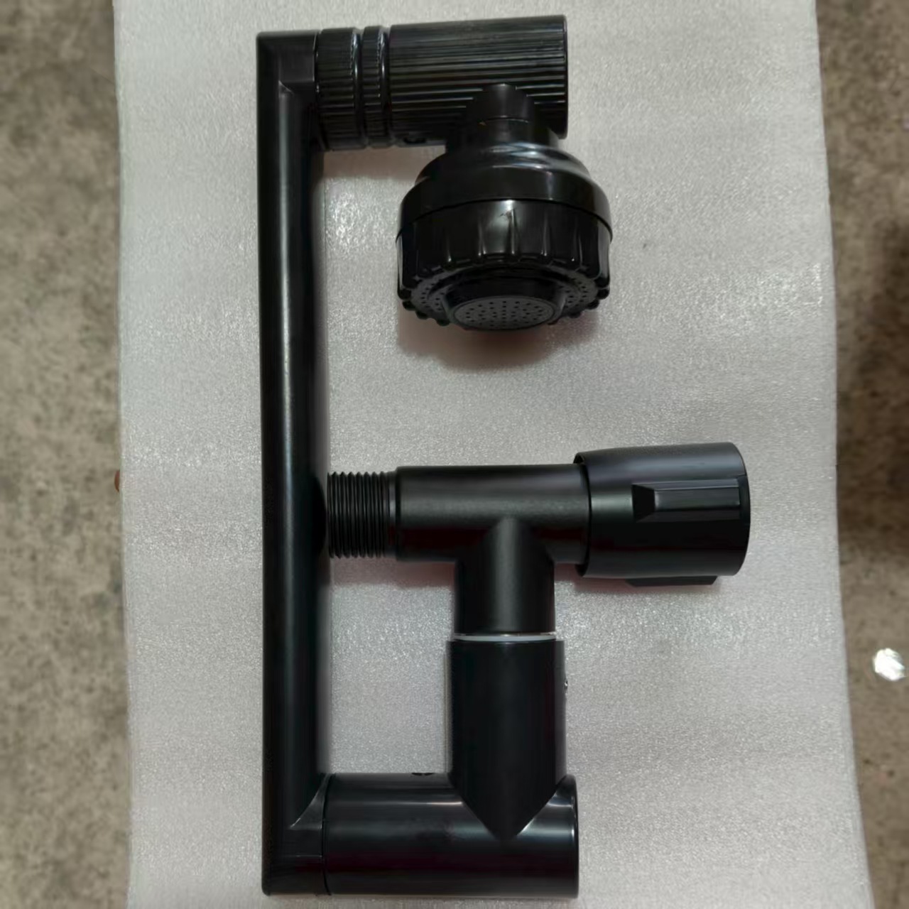 Foreign Trade Plastic Steel Round Horizontal Single Cold Dish Basin into the Wall Washbasin Faucet Black Universal Rotating Faucet