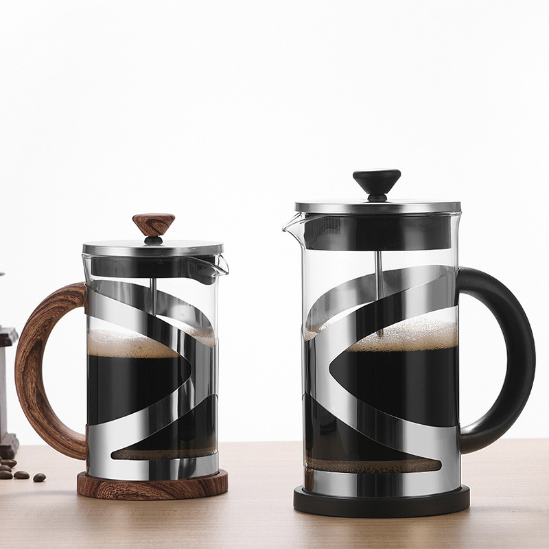 High borosilicate glass press kettle hand coffee appliance 304 stainless steel filter press kettle household tea making teapot