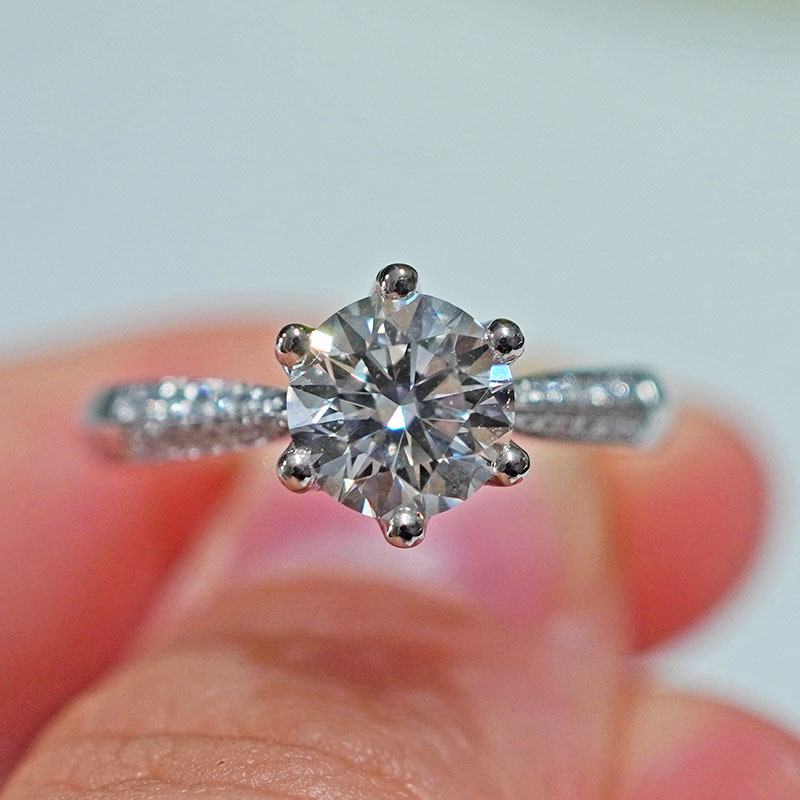 Кольцо из платины Pt950 с выращенным бриллиантом для женщин, свадебное предложение, звездное окружение