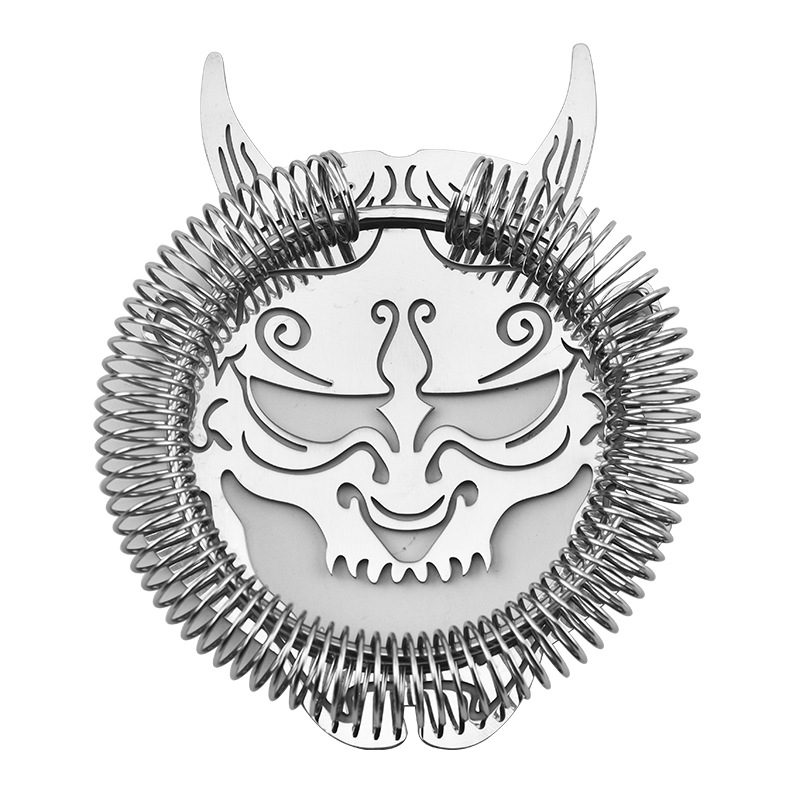 304 Stainless Steel Ice Strainer Creative Bartending Tool Strainer Cocktail Devil Head Skull Ice Breaker