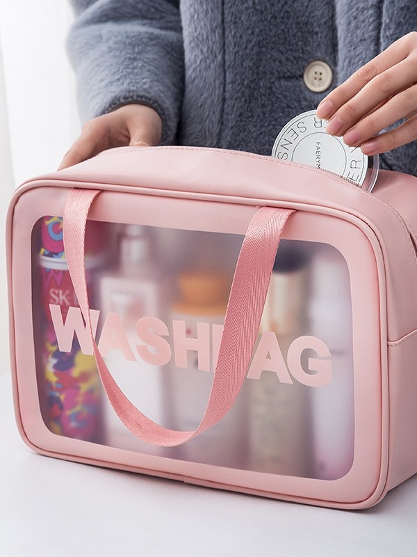 Pu Transparent Cosmetic Bag Large Capacity High Appearance Portable Waterproof Cosmetic Storage Bag Toiletry Bag Wholesale