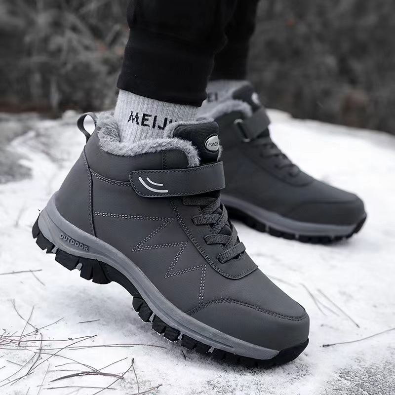 Middle-aged and elderly walking shoes winter new men's fleece-lined thickened snow boots dad cotton shoes non-slip soft bottom hiking shoes