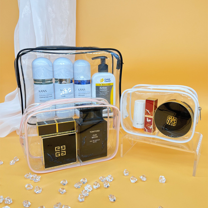 Прозрачная косметичка из ПВХ, стильная, большого объема, портативная, для путешествий, с печатью логотипа, многофункциональная