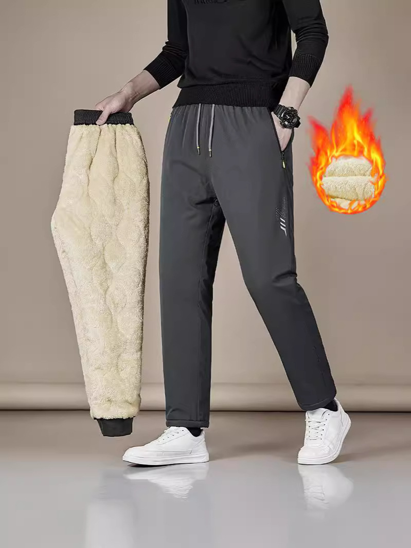 Winter Warm Lamb Wool Cotton Pants Waterproof Fleece Thickened Outdoor Wear for Northeast Minus 40 Degrees Cold-Proof Thickened Pants