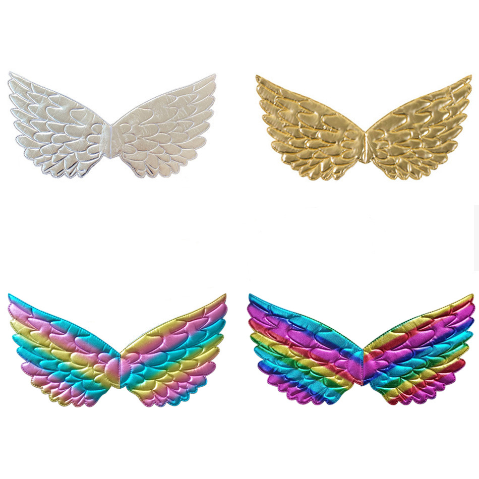 European and American Mesh Angel Wings Golden Feather Wings Small and Medium-Sized Girls Back Decoration Colorfulful Wings Dance Performance Props