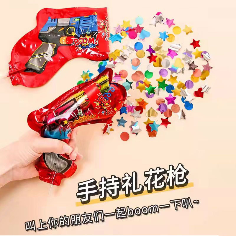 Birthday atmosphere fireworks small salute spray tube hand-held gun fireworks New Year automatic inflatable wedding ribbon salute gun