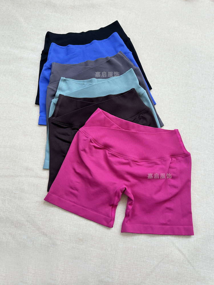 Dfyne New Cross-Waist Shorts Women's Yoga Fitness Three-Point Pants Hip-Lifting Low-Waist Seamless Fitness Shorts