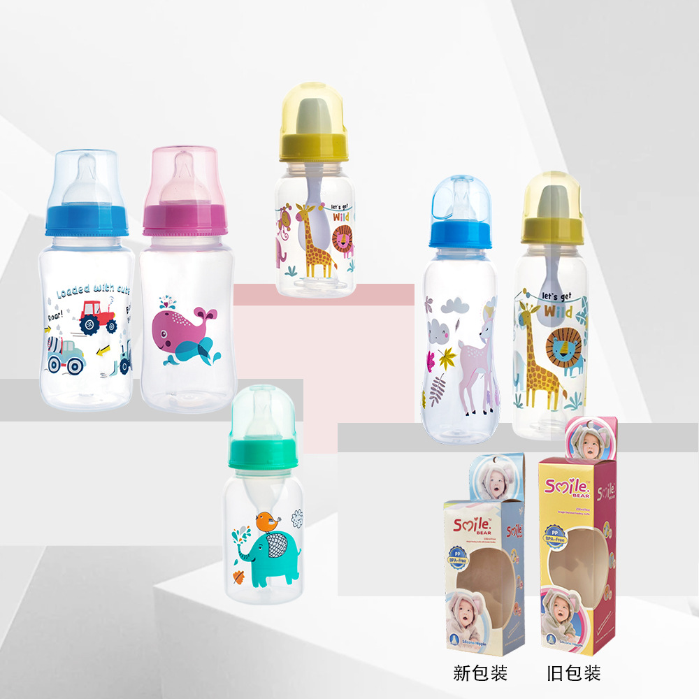 Manufacturer Wholesale Newborn Baby Bottles Food-Grade Plastic Pp Newborn Baby Bottles Anti-Colic Standard Wide-Mouth Bottles