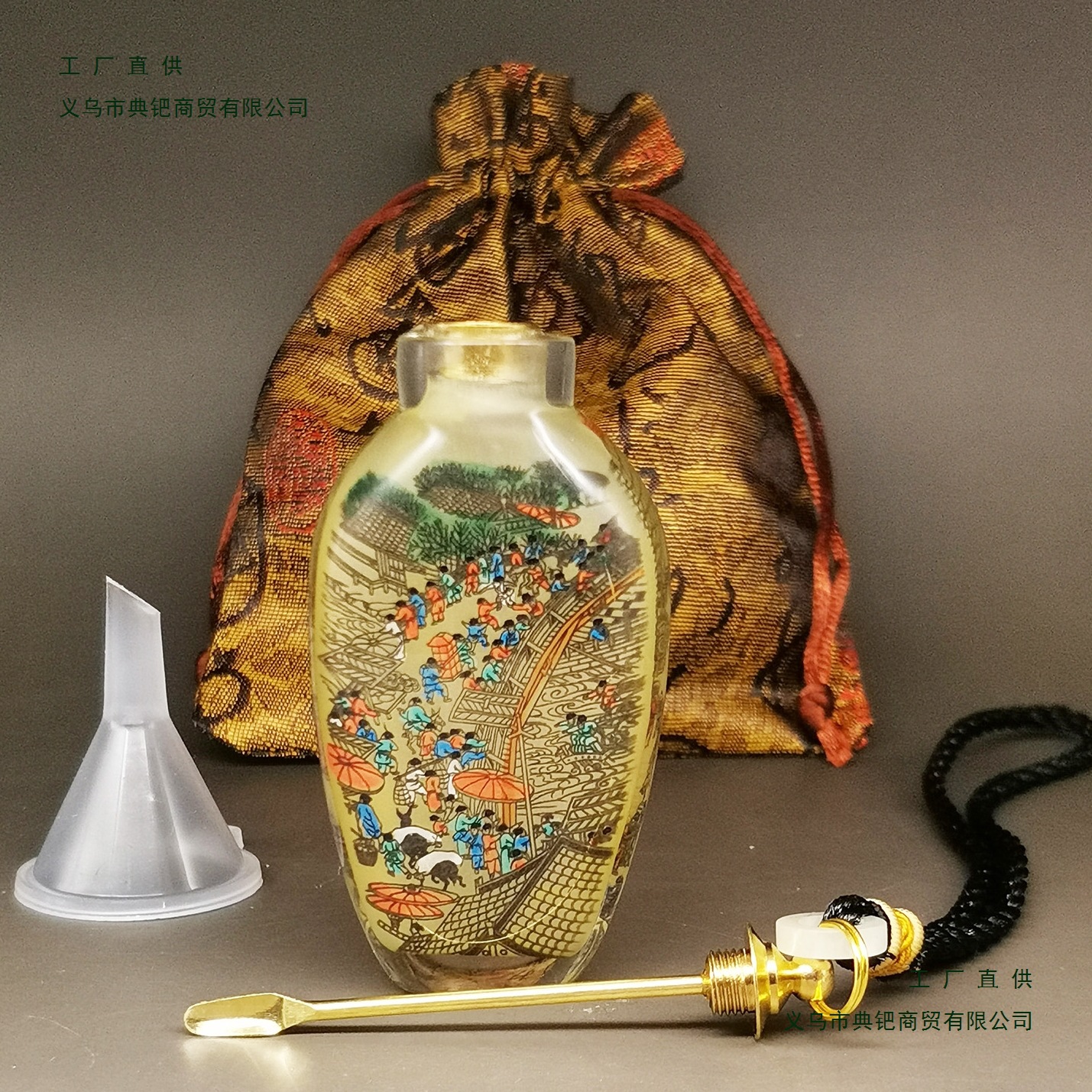 Инкрустированная бутылка для нюхательного табака, длинная полоска, ручная работа, набор порошка для нюхательного табака, стеклянный ornament с изображением сцены на реке Цинмин