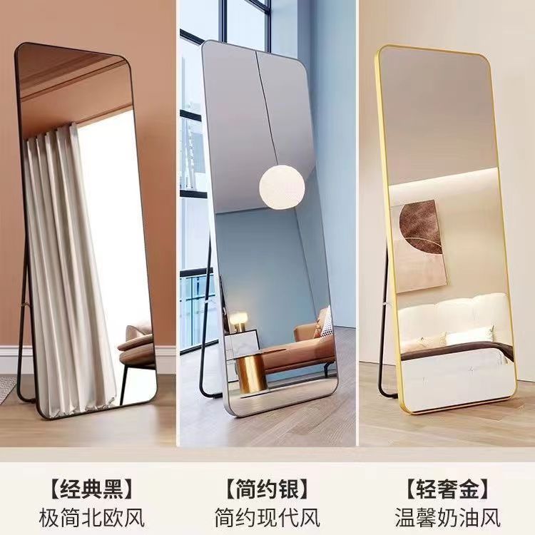 Full-length Mirror Dressing Floor-standing Mirror Home Wall-mounted Wall-mounted Girl's Bedroom Three-dimensional Wall-mounted Dormitory Fitting Ins Style