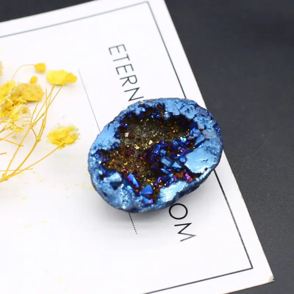 Manufacturer's Supply 6 Colors Available Natural Crystal Agate Treasure Bowl Raw Stone Electroplated Colorful Boxed Cross-Border Hot Sale