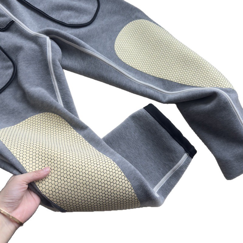 Autumn and Winter Warm Fleece-Lined Thickened Long Pants with Knee Protection, Elastic Waist, Straight Casual Versatile Softshell Pants