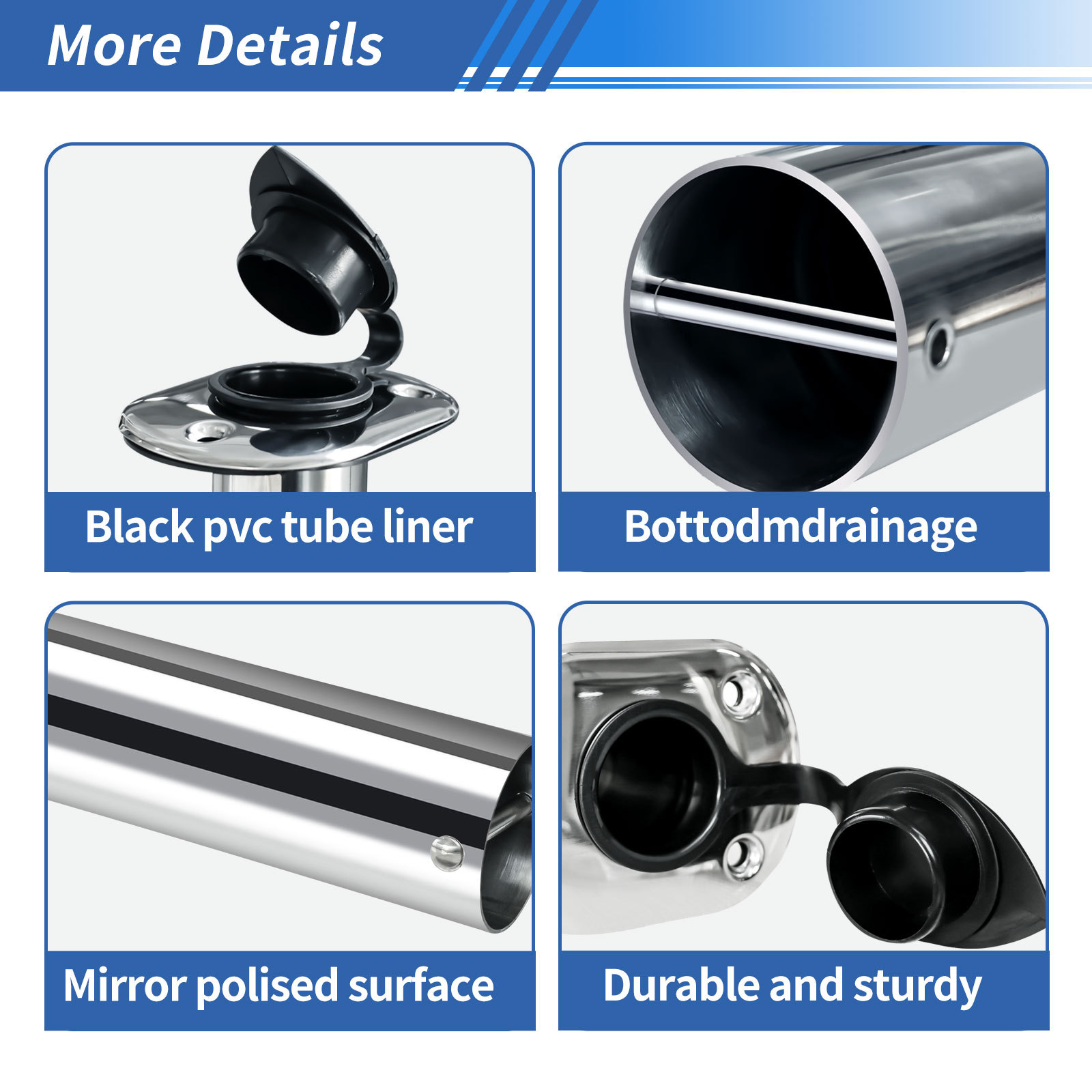 Yacht hardware accessories stainless steel fishing rod seat socket embedded ship speedboat fish boat fishing rod base