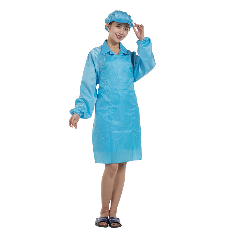 Factory wholesale anti-static dust-free apron dust-free workshop clean protection work apron blue and white stripe cloth