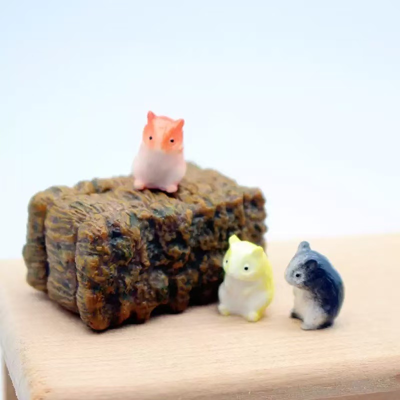 Mini Hamster Micro-Landscape Ornaments Cartoon Small Animal Model DIY Landscaping Decoration Accessories Creative Desktop Ornaments