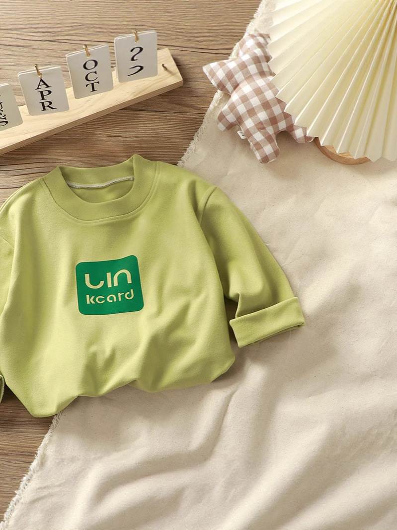 Children's New Loose Round Neck Long-Sleeve Thermal Base Shirt, Loose Stretchy Girls' Long-Sleeve Boys' Top