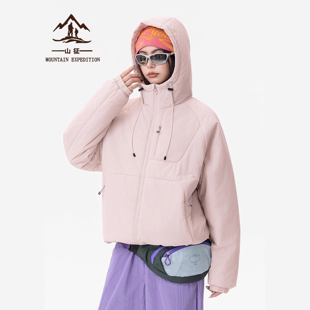 Легкая куртка из хлопка для женщин Big Brand, новая зимняя 2025 года, для активного отдыха, с воротником-стойкой, с капюшоном, теплая