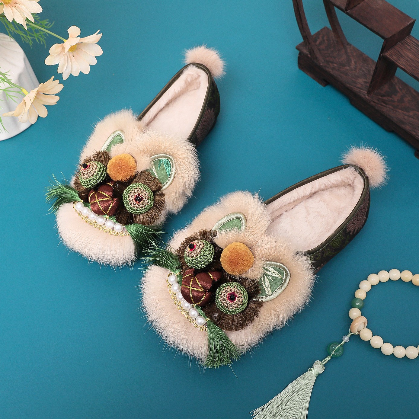 Зимние новые национальные трендовые плоские народные обувь для женщин, этнический стиль, обувь с вышивкой тигра для женщин