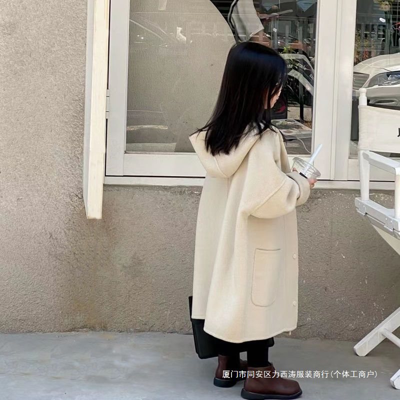 Двусторонняя шершавая верхняя одежда в корейском стиле 2024 года, средняя и большая размерная линейка, кашемировая верхняя одежда на осень и зиму, скрытые пуговицы в западном стиле