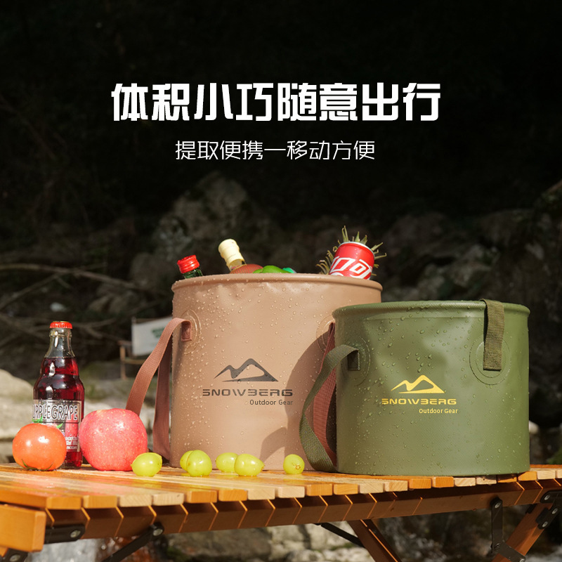Cross-Border Outdoor Multi-Functional Folding Bucket Portable Fishing Bucket Camping Waterproof Bucket Bag Car Wash Water Storage Bucket