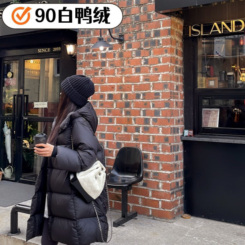 Новая куртка в форме кокона, облако, для женщин, средней длины, выше колена, с капюшоном, свободная, корейский стиль, из белого утиного пуха, модная